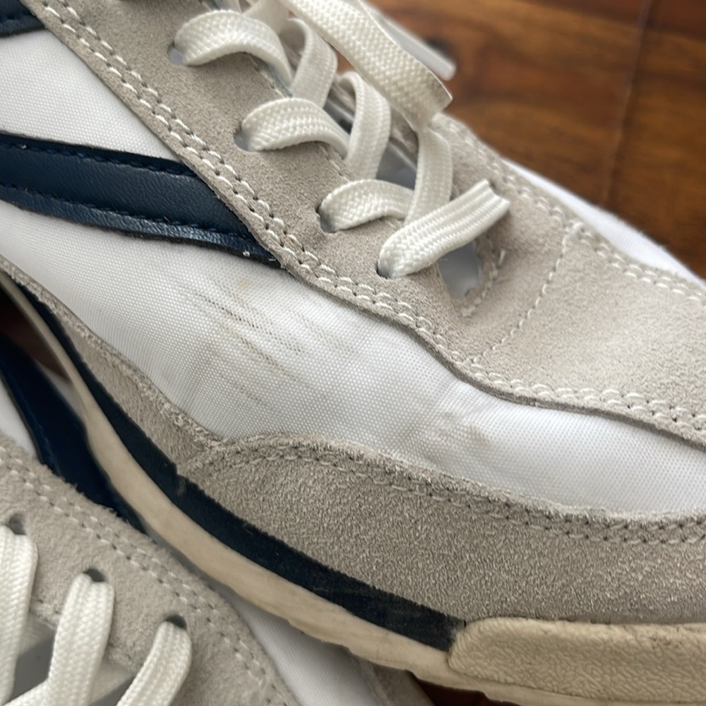 Tretorn Rawlins Suede Shoes Womens Size 9M White Navy Sneakers Blokecore Retro - Picture 4 of 13